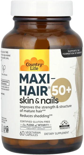 너무좋습니다 Country Life Maxi-Hair 피부 및 손발톱 50세 이상 베지 캡슐 60정 어깨를언제나 활짝펴세요, CountryLifeMaxiHair피부및손발톱50세이상, 1개 - 쿠팡