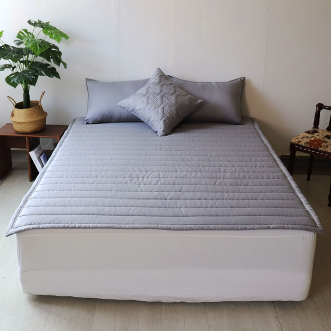 디메이드베딩 직접제작 60수 순면 텐셀 모달 누빔 미끄럼방지 침대패드 90x200 슈퍼싱글 퀸 라지킹 돌침대패드, 모달패드 그레이