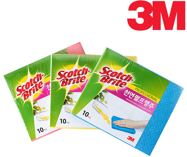 3M 행주 천연펄프행주 독일행주 10매입, 옐로우
