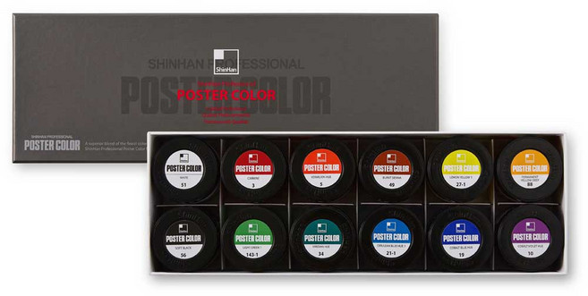 신한 신한)전문가용 포스터컬러 세트(12색/40ml), 40ml, 12색