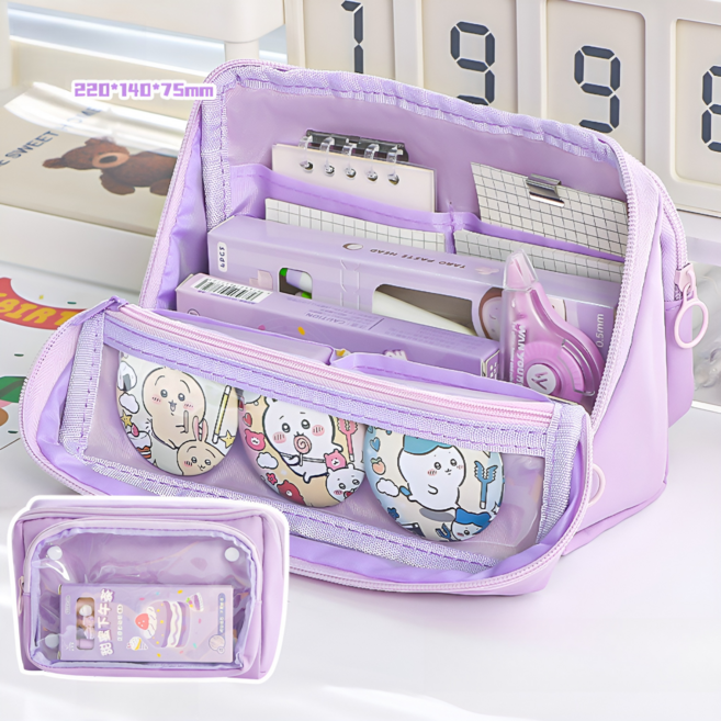 귀여워요 여자 초등 필통 만능 필통, 1개, 자주색