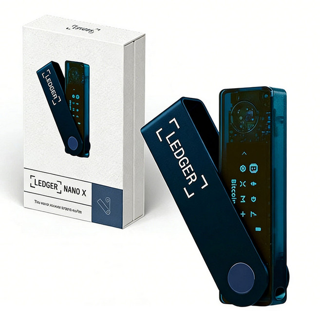 Ledger Nano X 암호화폐 저장 블루투스 연결 지원 하드웨어 지갑 사파이어 블루 새 제품 정품, 1개, 1GB