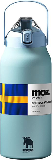 MOZ 스웨덴 나혼자산다 보온병 포스코 316 스텐 대용량 원터치 손잡이 보온보냉병 보온텀블러, 오로라블루, 1300ml, 1개