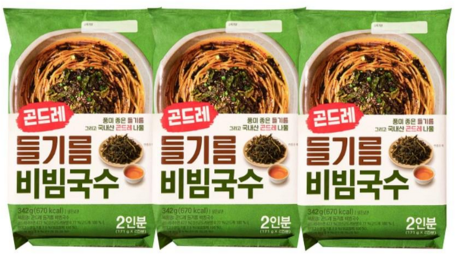 곤드레 들기름비빔국수 2인 밀키트, 3개, 342g