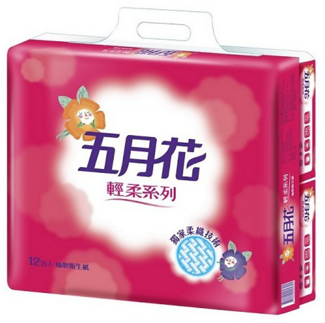 五月花 輕柔 抽取式衛生紙 110抽, 1個, 整箱 6袋72小包 僅限宅配