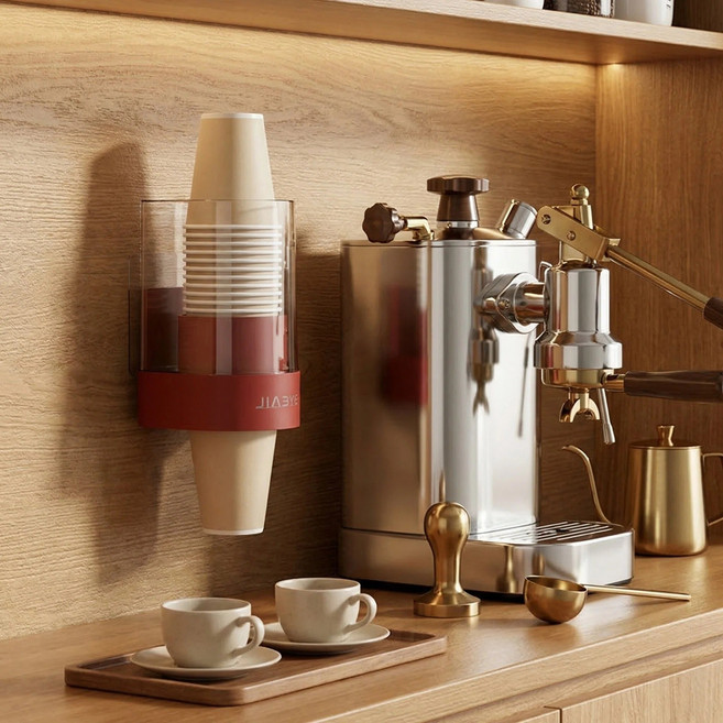 픽코어 컵 디스펜서 노터치 종이컵 사무실 정수기 부착식 테이블 가정용, 1개, 빨간색