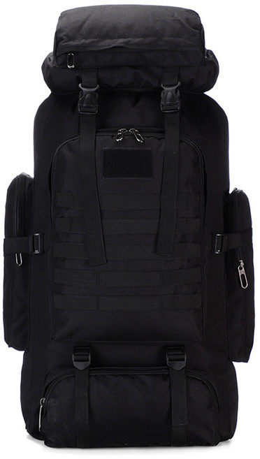 대용량 밀리터리 여행배낭 백팩80L+ 대한민국 국기 1개 증정, 블랙