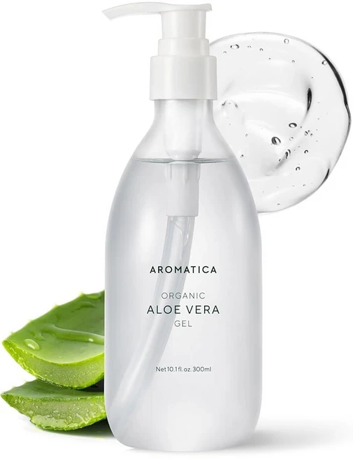 AROMATICA 유기농 알로에 베라 젤 300ml(10.5온스) 애프터 썬 케어 및 일광 화상 완화 순수 얼굴 모발 자외선 모이스처라이저 EWG 인증 140869, AROMATICA 유기농 알로에 베라 젤 300ml(1, 1 - 쿠팡