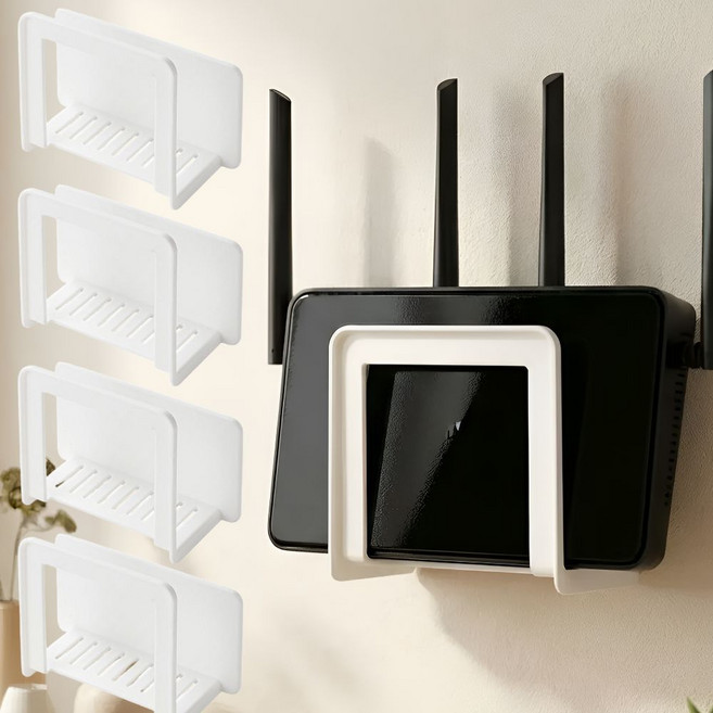 블루빈 무타공 공유기 셋탑박스 정리 수납 거치대, 4개, 화이트