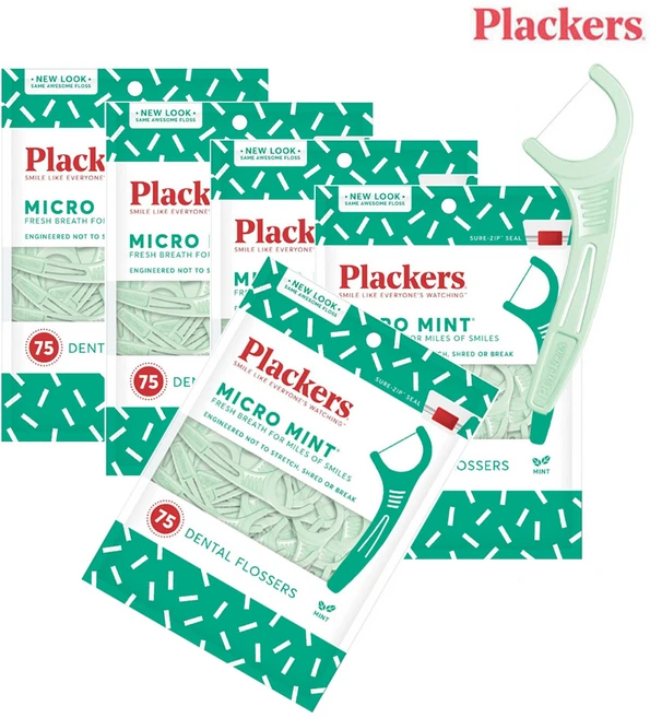 플랙커스 마이크로 민트 치실, 8cm, 75개입, 5개 - 쿠팡