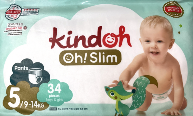 킨도 프리미엄 오슬림 팬티형 기저귀 아동용, 5단계, 34매