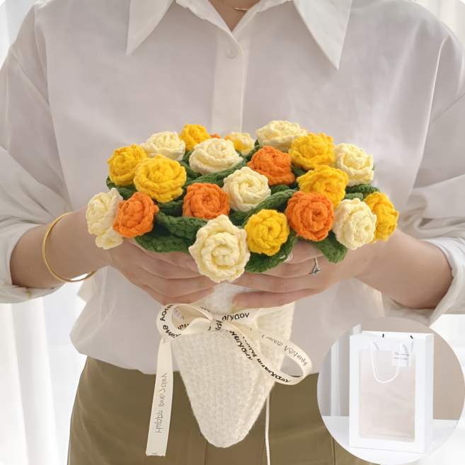 하루템 꽃다발 담요 핸드메이드 부드러운 스웨터 담요 완제품 선물용