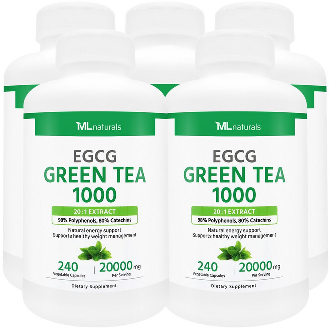 [미국빠른직구] 신제품 마이라이프 내추럴스 EGCG 그린티 1000 (카테킨 80% 폴리페놀 98%), 5개, 240정