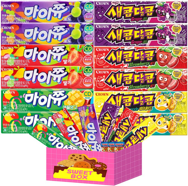 츄잉캔디세트 마이쮸딸기3 마이쮸애플망고3 마이쮸포도3 새콤달콤포도3 새콤달콤레몬에이드3 새콤달콤딸기3 하스3, 1개