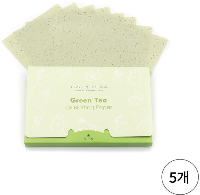 홈라크 고급형 기름종이 오일 컨트롤 페이퍼 100P, 그린티, 5개, 100매입