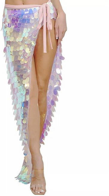 Belly Dance Hip Scarf Big Sequin Triangle Wrap Belt Glitter Tribal Dance Skirt Triangle Hip Skirt, Pink
