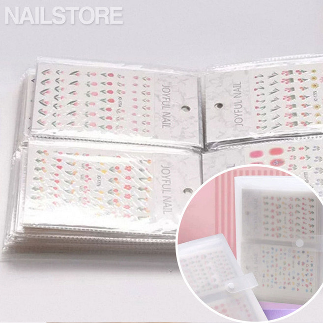 네일스토어 네일스티커북 앨범 스티커 80장 보관 케이스, 1개, 투명