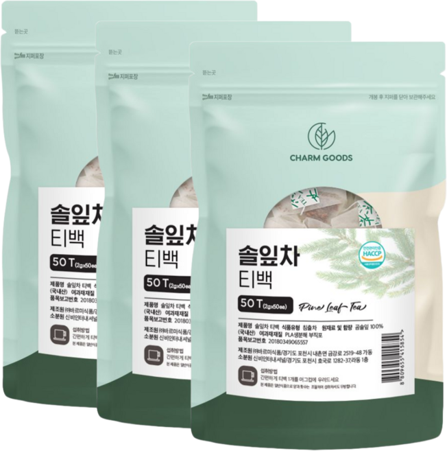 국내산 곰솔잎 솔잎차 티백망 HACCP 인증, 2g, 50개입, 3개
