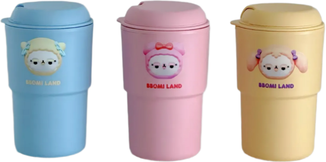 뽀미랜드 리유저블 텀블러 친환경 답례품 단체선물, 1개, 350ml, 블루+핑크+옐로우