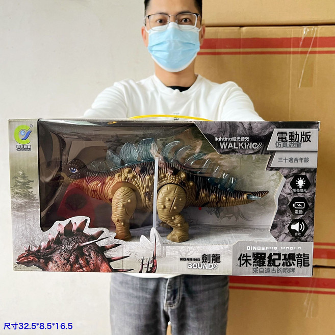 DIU 兒童機械電動恐龍玩具男孩恐龍走路聲光玩具機構盒裝禮品, 1個, 333-61:如圖