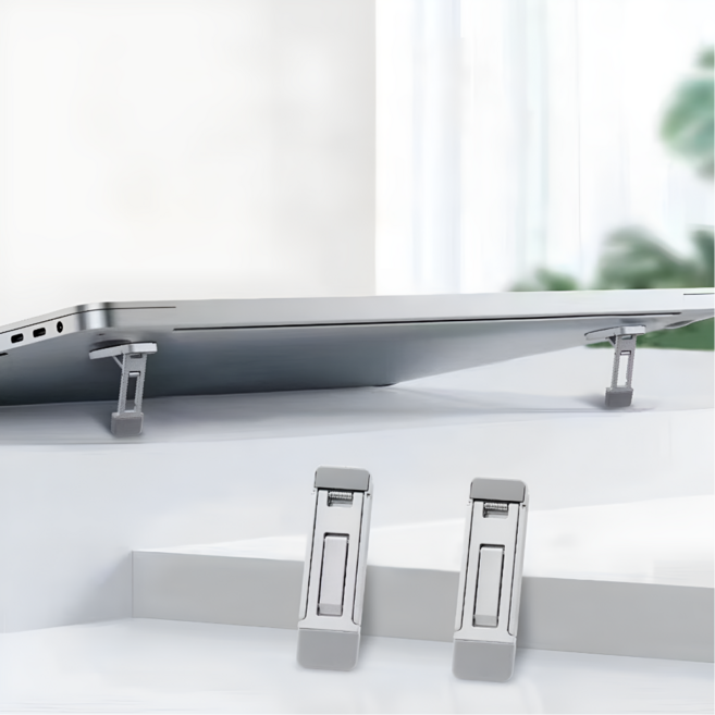 토브몰 부착형 접이식 노트북 거치대 3단 각도조절 슬림 스탠드 스마트폰 태블릿 겸용, 1세트, 그레이