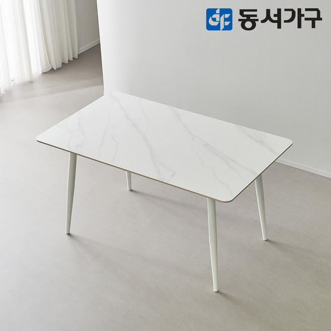 동서가구 캐빈SF 4인 safety 포세린 세라믹식탁 1400 DF644559, 마블화이트, 블랙