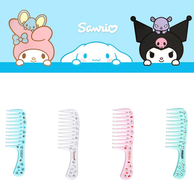 뷰티홈 산리오 클리어 심플빗 헤어 빗 머리 캐릭터 유아 어린이 여성 소, 한교동, 1개
