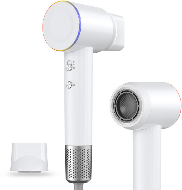 Rotima 초고속 헤어 드라이기 2억 음이온 1600W 고출력 저소음 가정용 휴대용 미니 드라이기, 화이트, GF-09