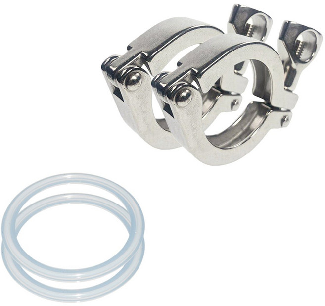 클로버 실리콘 인치 스틸 플랜지에 SS YQBS 파이프 클램프 페룰 트라이 위생 304 가스켓이있는 스테인레스, 1개, 2 PCS