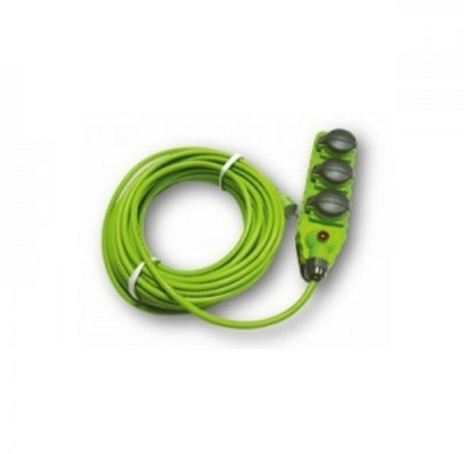 (반야일렉트릭) 일자형콘센트 일자형 산업용 콘센트 (그린) 3구 20m 2.5sq-누전차단기없는 모델, 1개, 그린