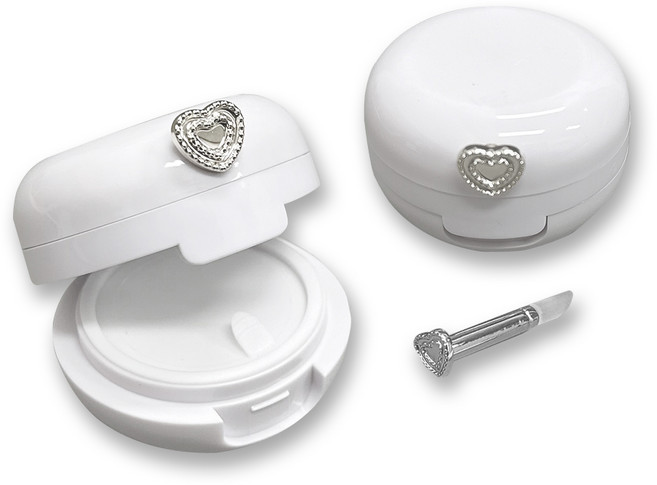 포포라운지 립밤만들기 diy 케이스 실리콘 립브러쉬 내장 립스틱 용기, 2개, 하트