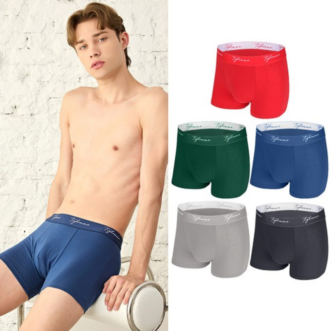 TRY 남성 코튼 면스판 드로즈 사각팬티 5매(EMDRJ01)