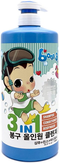 봉구 3in1 올인원 클렌저 1000ml 복숭아향, 1L, 5개