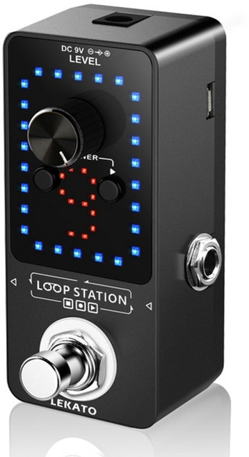 루프스테이션 lekato looper 기타 페달 기타라 루프 일렉트릭 기타 효과 페달 무제한 오버더빙 기타 부품9 루프 40분, 검은 색, 1개