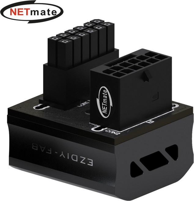 강원전자 넷메이트 600W 12VHPWR 변환 어댑터 (알루미늄 블랙/STD 180도) [EZDIY-FAB] NM-DPI1898, 본상품선택, 1개
