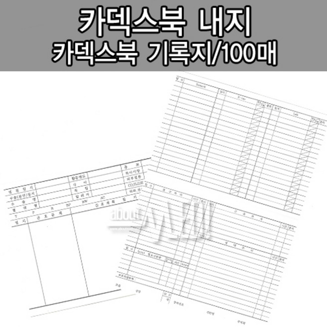카덱스북내지/ 100매입/ 카덱스북기록지/ 카덱스북용지/ 챠트지/병원기록지/차트기록지/카덱스기록지/병원차트용지/환자기록지, 1개