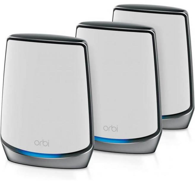 NETGEAR Orbi 전체 홈 트라이밴드 WiFi 6 메시 네트워크 시스템 RBK853 - 2개의 위성 익스텐더 기능 최대 7 500평방피트의 커버리지 100대의 장치 AX6