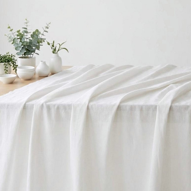 CRT 085 탐나요 면 혼방 원단 크림화이트 통기성 좋은 성글짜임 커튼 의류 홈패브릭 얇고 가벼운 대폭 천, 1개