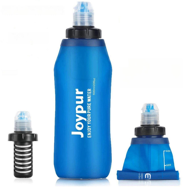 휴대용 정수 필터 물병 러닝 등산 아웃도어 물통, 본품+필터, 1개, 600ml