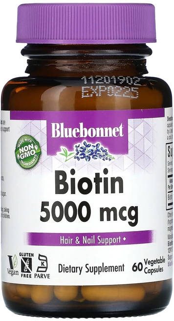 Bluebonnet Nutrition 비오틴 5000mcg 베지 캡슐 60정, BluebonnetNutrition비오틴5000mcg베, 1개 - 쿠팡