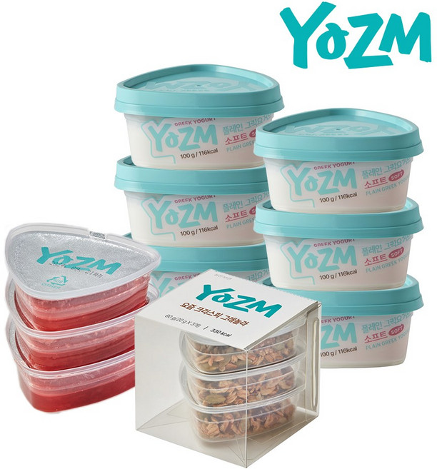 요즘 플레인그릭요거트소프트 6개+콩포트(딸기 크리스피그래놀라) 2개, 1개, 100g