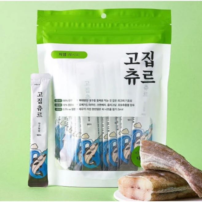 고집츄르 고양이츄르 저염 레시피, 30개, 북태평양 대구, 11g - 쿠팡