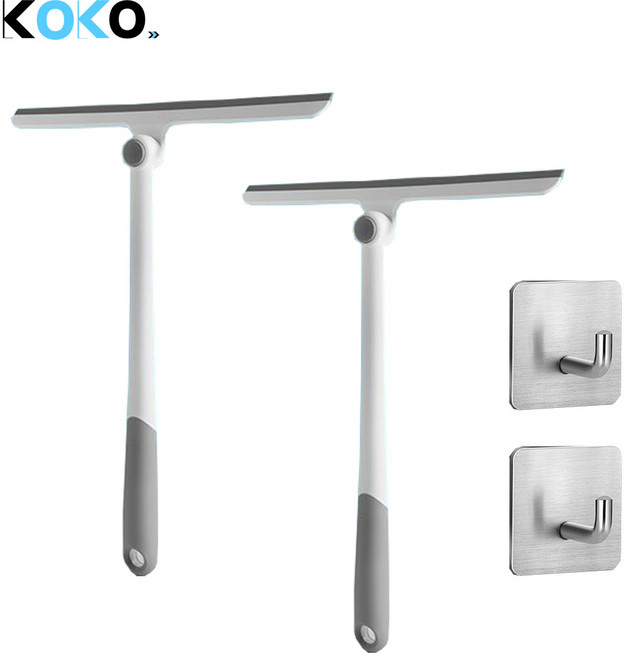 KOKO 360도 싹쓸 롱 스퀴지 바닥 주방 유리 거울 물기제거기, 2개