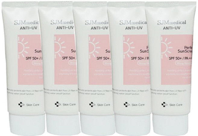 에스제이엠 안티 유브이 선크림 SPF50+ PA++++, 60g, 5개