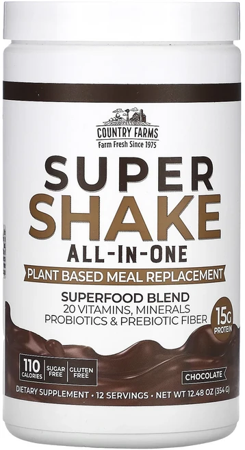 새해 건강을 선물하세요 Country Farms 슈퍼 셰이크 올인원 초콜릿 맛 354g(12.48oz) 특별관리진행, Country Farms 슈퍼 셰이크 ..., 354g, 1개 - 쿠팡