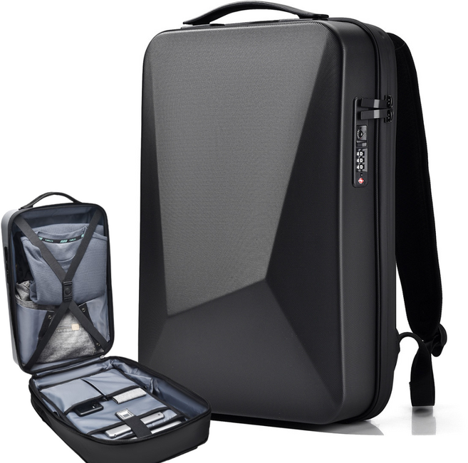 바이빈이 프리미엄 대용량 노트북 하드케이스 백팩 확장형, 1개, 노블블랙