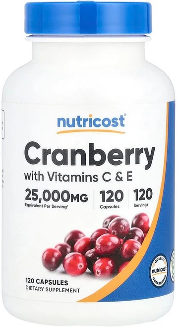 Nutricost 크랜베리 비타민C 및 E 캡슐 120정 NCS-57293, 뉴트리코스트 크랜베리 비타민C 및 E캡슐 120정, 1개 - 쿠팡