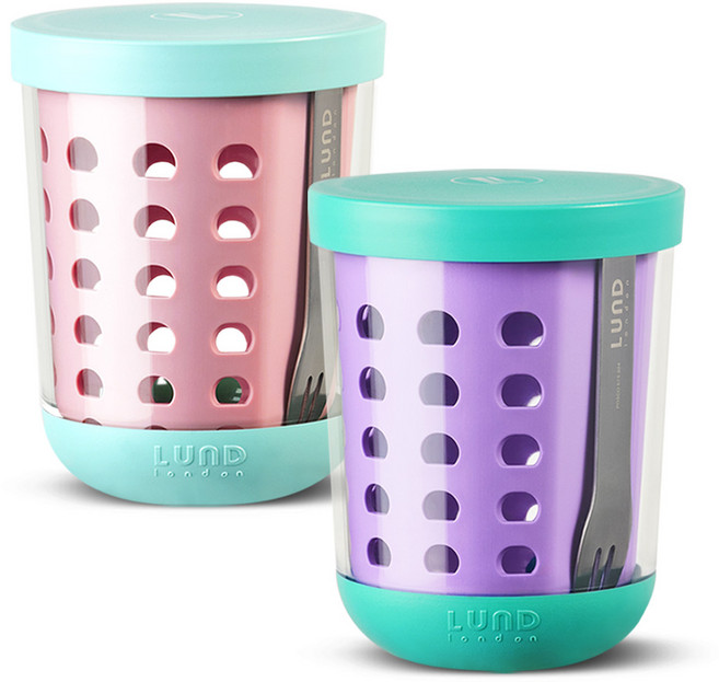[룬드런던] 프리미엄 후르츠팟 휴대용 과일통 다이어트 샐러드 밀프랩 용기 600ml, 1개, 핑크+라일락