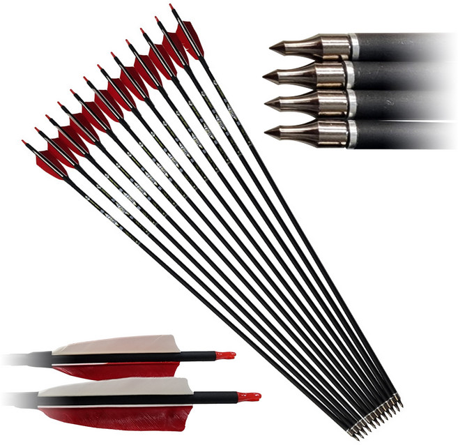 MOYJ 101 믹스카본 천연깃 화살 (12P 1세트) 리커브보우, 1개