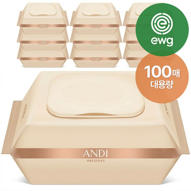 물티슈 구매1위 도톰한 물티슈 100매 10팩 ANDI 오리지널, 10개, 300g